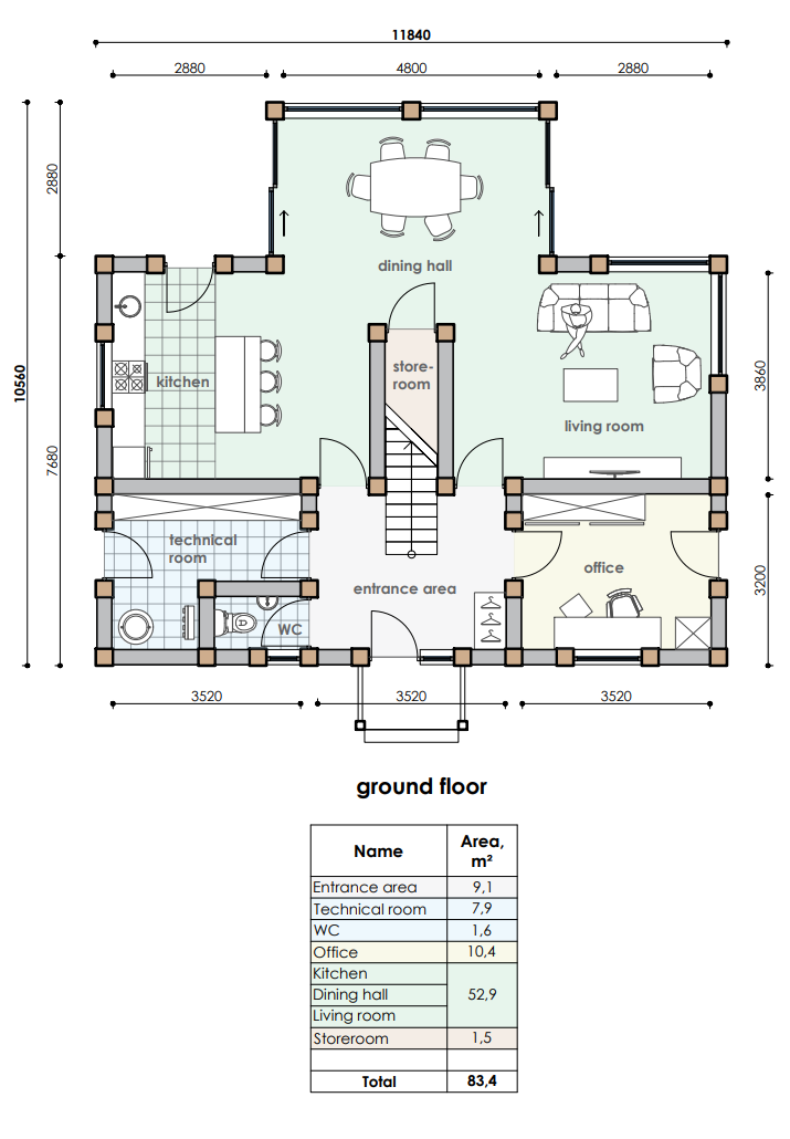 Grundriss Haus Grünewald Erdgeschoss