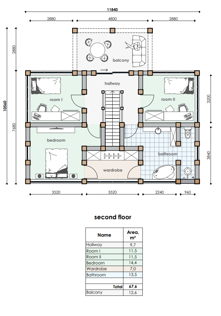 Grundriss Haus Grünewald Obergeschoss